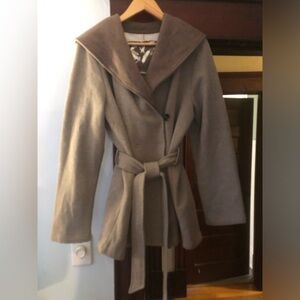 NWT Sebby Womens Gray Belted Wool-Blend Coat